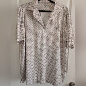 Rhoback Mens Short-Sleeve Casual Print Polo Shirt - White with Red/Green Pattern